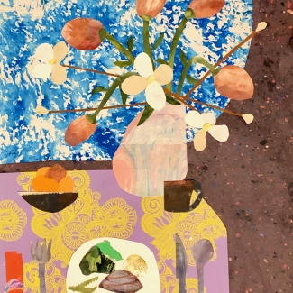 Table with flowers and meal Collage 2022
