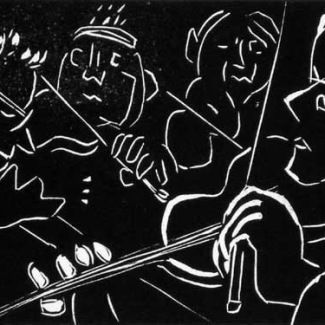 quartet_ linocut 4x6 2007