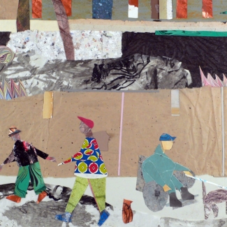 Winter Sidewalk 22" x 30" Collage 2017