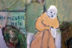 Homeless on the Street Oil 14\" x 11\" 2018
