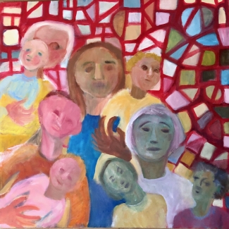 Women and Children Oil 30x30 2024
